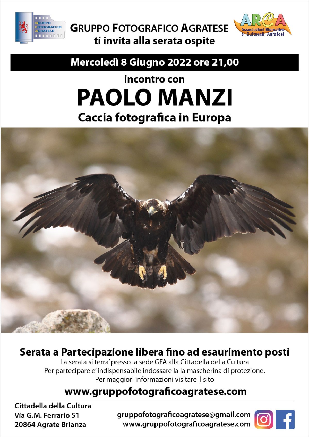 8 Giugno 2022, serata con Paolo Manzi, fotografo naturalista.