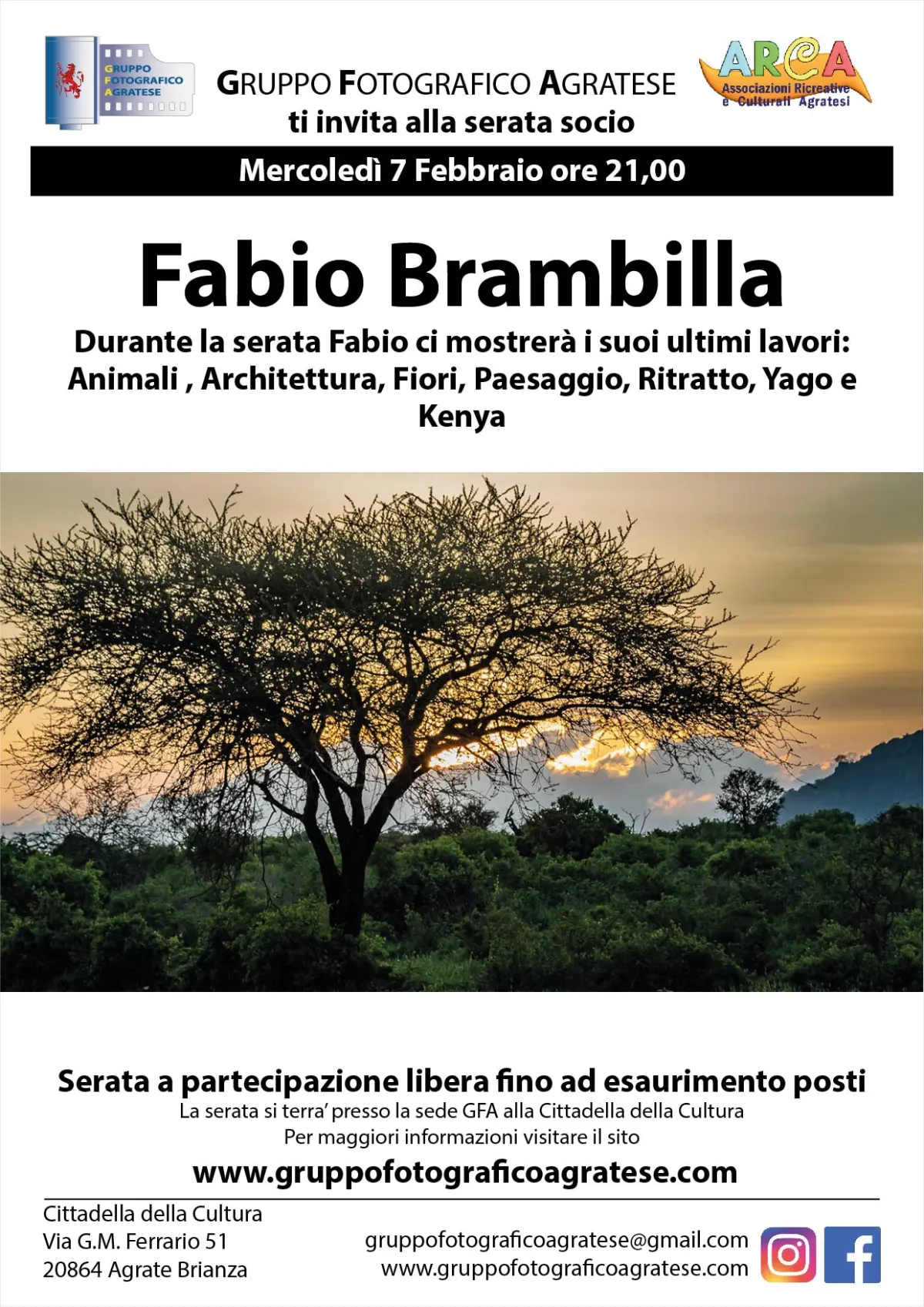 Mercoledì 7 Febbraio Fabio Brambilla ci mostrera’ i suoi lavori